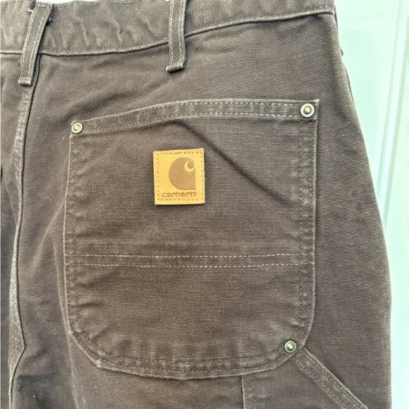 Vintage Carhartt Brown Denim Double Knee jeans 32X30 Work Carpenter pants - Picture 5 of 8